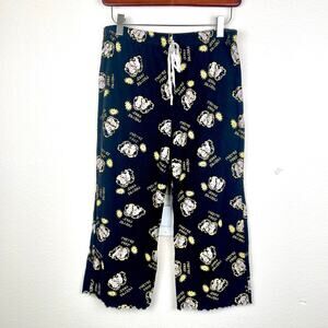 Womens Pajama Pants Sz S "They're Fake" Bottoms Funny Retro Cropped Graphic